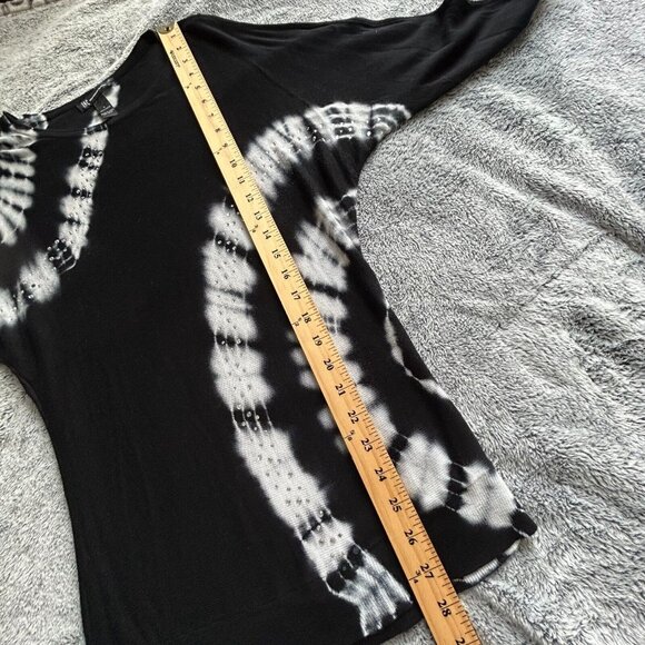 INc Womens Top Small Black White Tie Dye Sequins Retro Rave Geometric Y2K 17112 - Picture 5 of 7